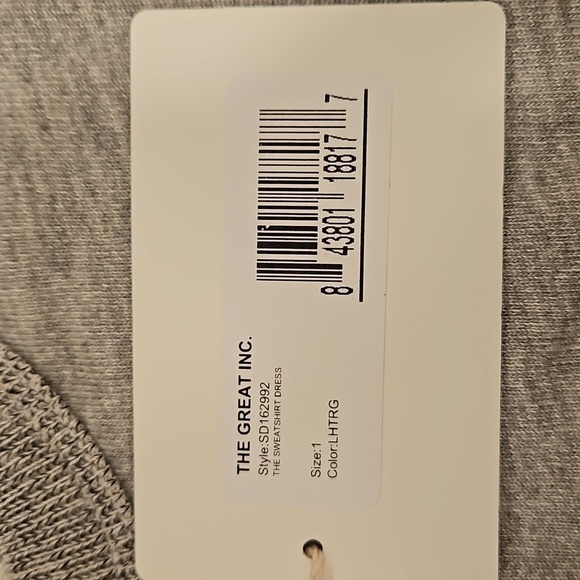 💕THE GREAT💕 The Sweatshirt Dress ~ Light Heather Grey Size 1 Small NWT - Picture 11 of 13